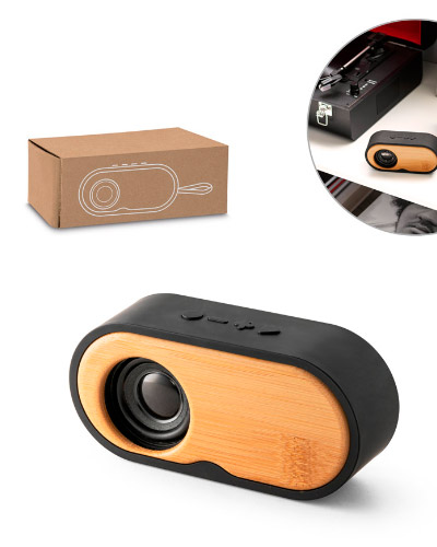 Caixa de som em bambu portÃ¡til personalizada