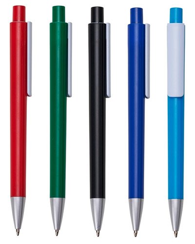 CANETA COM CLIP COLORIDO PERSONALIZADA