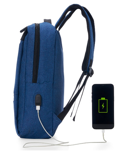 MOCHILA DE NYLON COM ADAPTADOR USB PERSONALIZADA