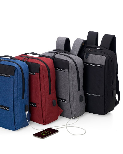 MOCHILA DE NYLON COM ADAPTADOR USB PERSONALIZADA